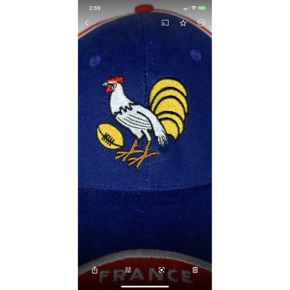 France Gallic Rooster Cockerel Football Rugby Hat Blue French Embroidered NWOT - Picture 8 of 8